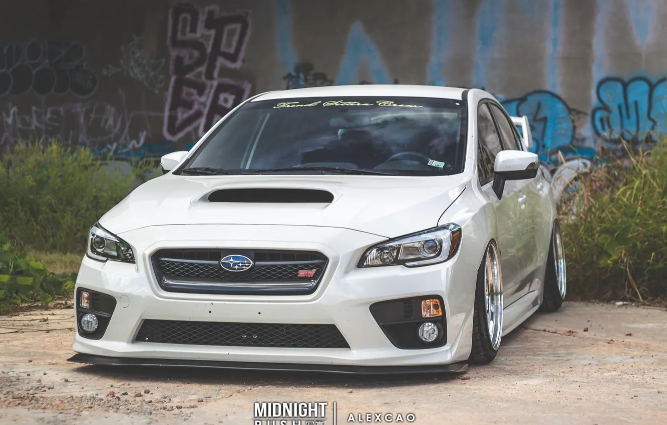 Photo wallpaper Subaru, Impreza, WRX, Japan, white, STI, Front, tuning