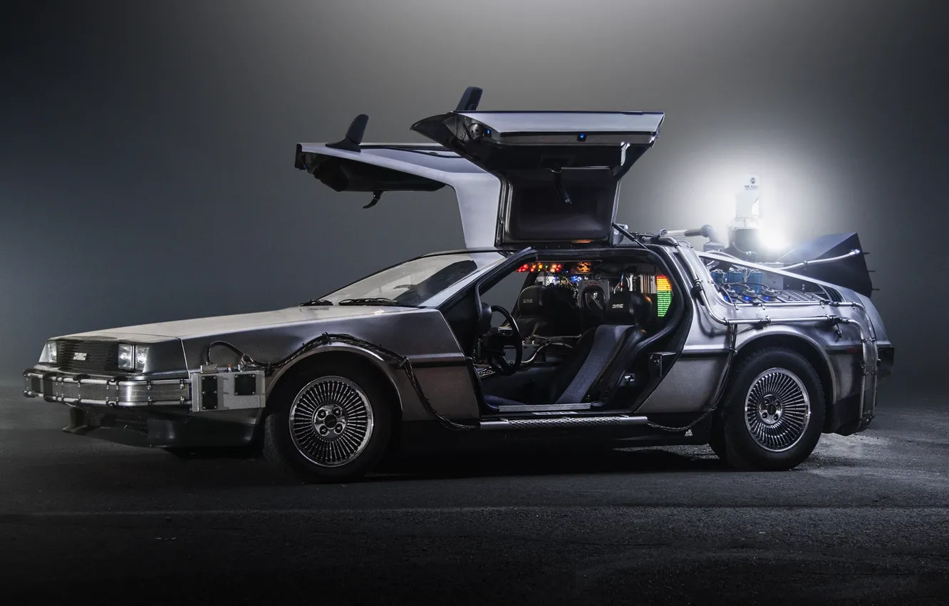 Photo wallpaper light, Back to the Future, sci fi, The DeLorean