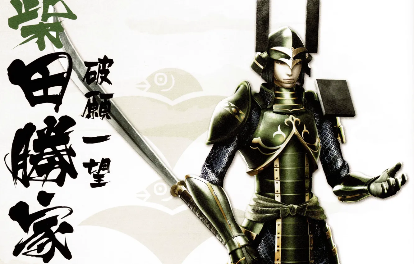 Photo wallpaper weapons, armor, samurai, characters, helmet, samurai, Sengoku Basara, Shibata Katsuie