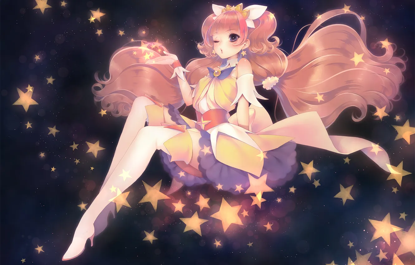 Photo wallpaper the sky, girl, stars, anime, art, amanogawa kirara, aoi itou, go! princess precure