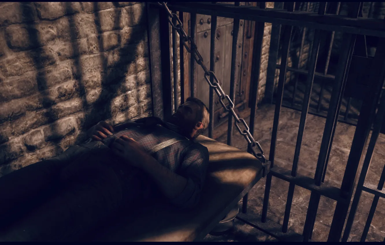 Photo wallpaper HDR, game, jail, UHD, Red Dead Redemption 2, XBox One X, Arthur Morgan, RDR2