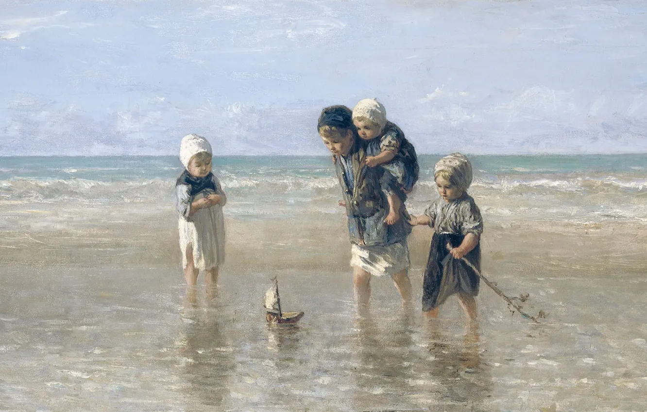 Photo wallpaper oil, picture, canvas, 1872, Joseph Israels, Children by the sea, Jozef Israels