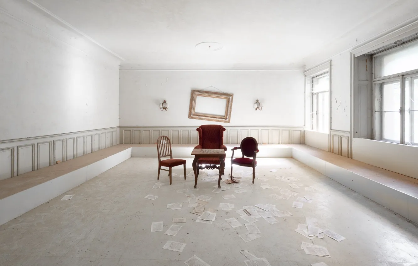 Photo wallpaper table, room, chair