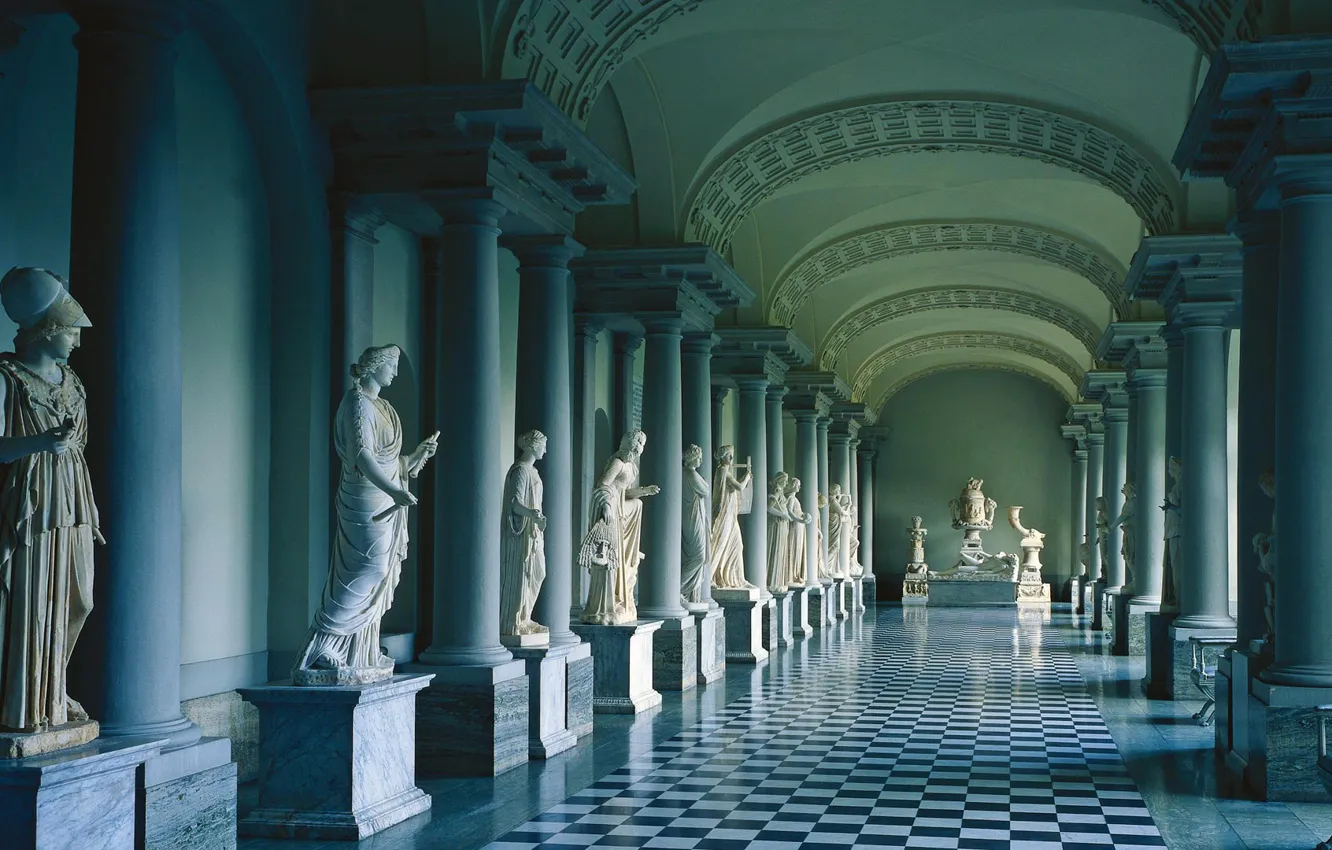 Photo wallpaper columns, sculpture, Stockholm, Sweden, Royal Palace, the Museum of antiquities of Gustav III