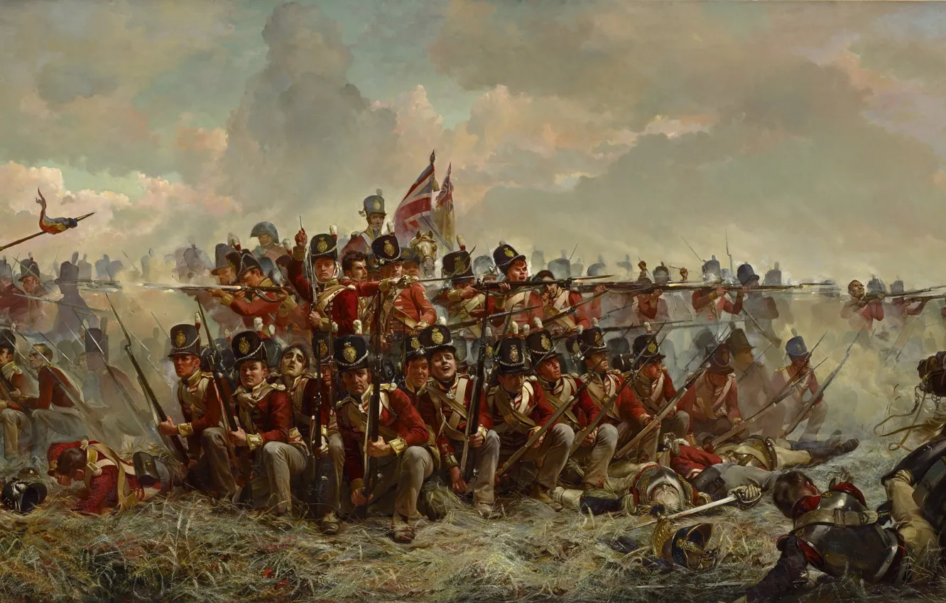 Photo wallpaper war, figure, flag, soldiers, shooting, battle, the battle, Britain