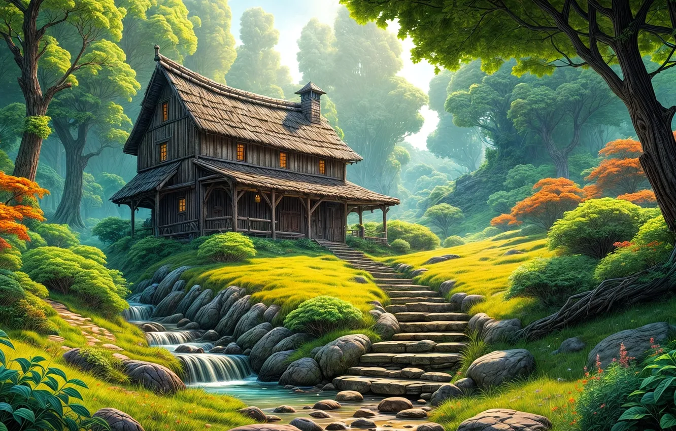 Photo wallpaper landscape, neural network, renderery