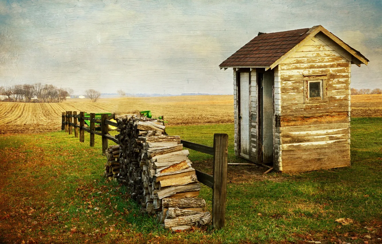 Photo wallpaper field, house, style, background