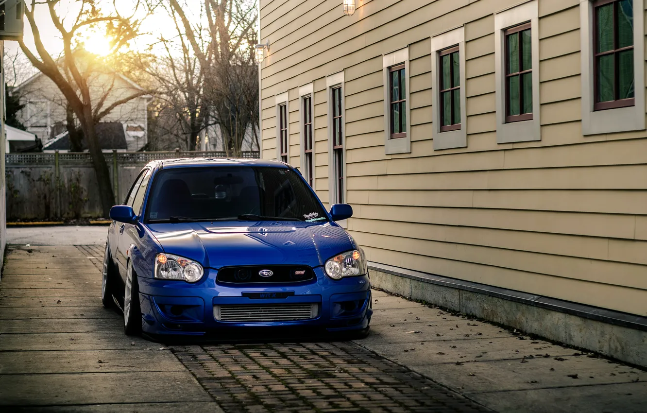 Photo wallpaper Subaru, Impreza, WRX, blue, front, Subaru, Impreza