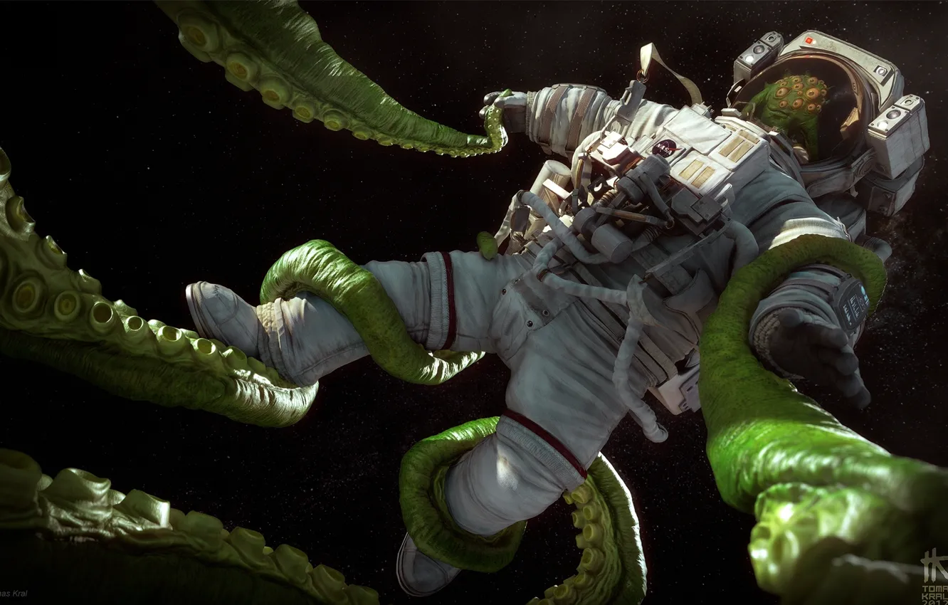 Photo wallpaper astronaut, the suit, tentacles, Tomas Kral