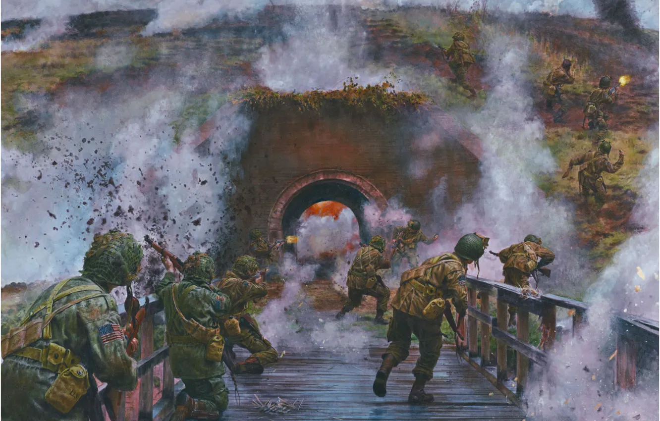 Photo wallpaper war, the tunnel, the battle, us army, WW2