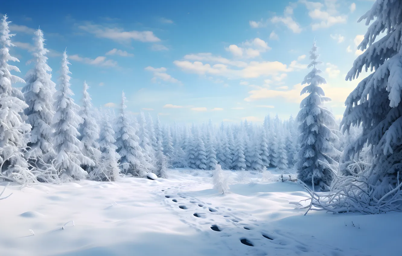 Photo wallpaper winter, forest, snow, trees, tree, forest, landscape, winter