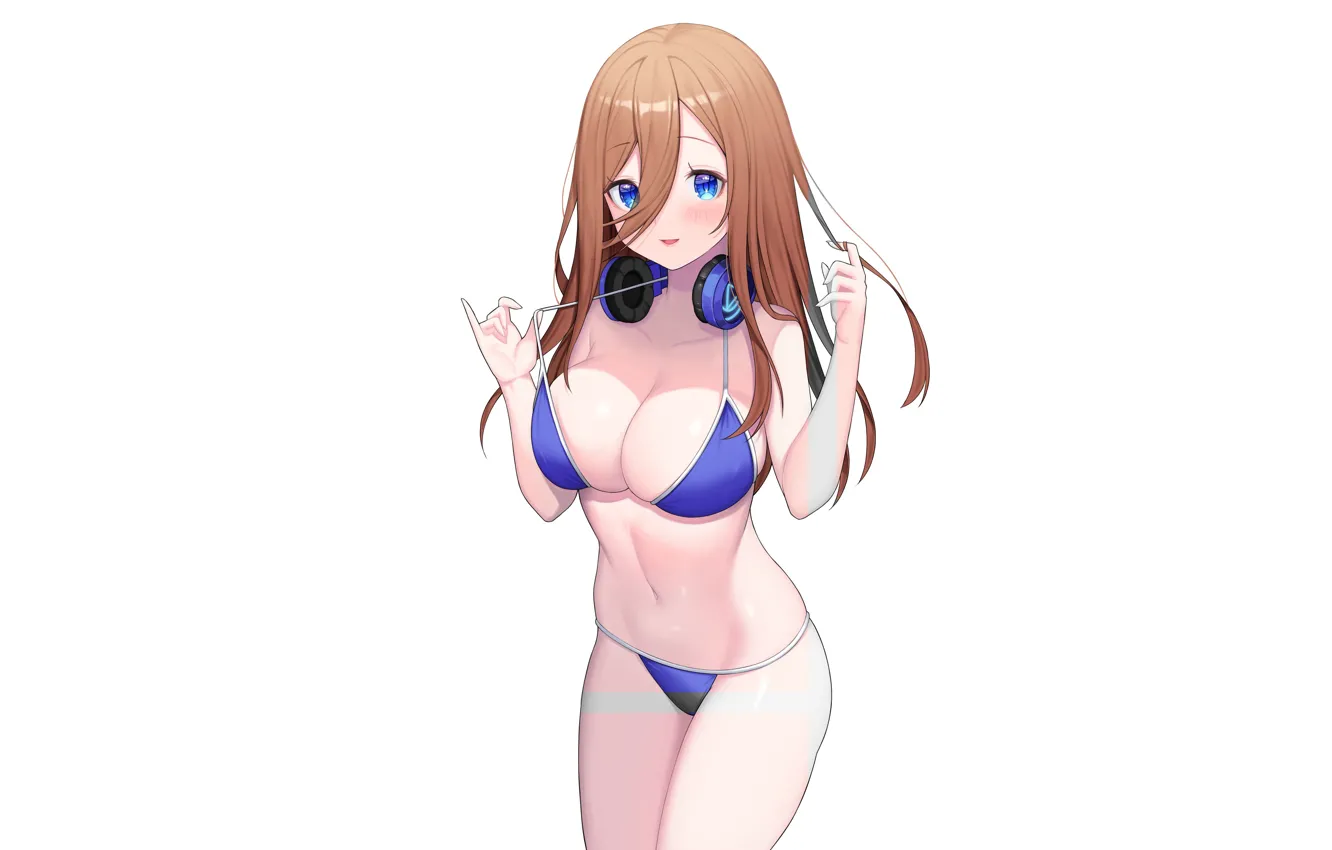 Photo wallpaper girl, sexy, cleavage, long hair, brown hair, boobs, anime, beautiful