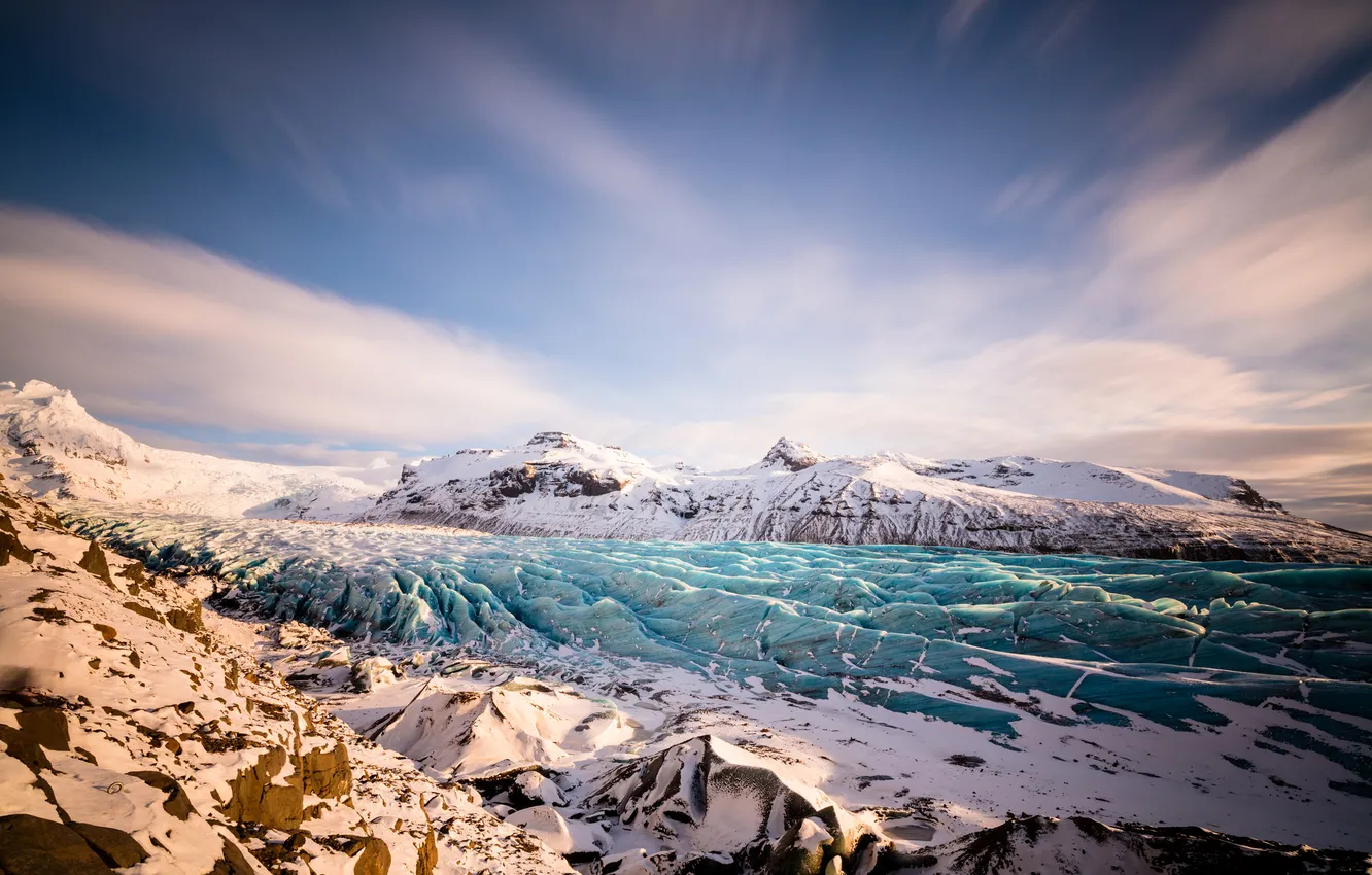 Photo wallpaper the sky, snow, landscape, mountains, glacier