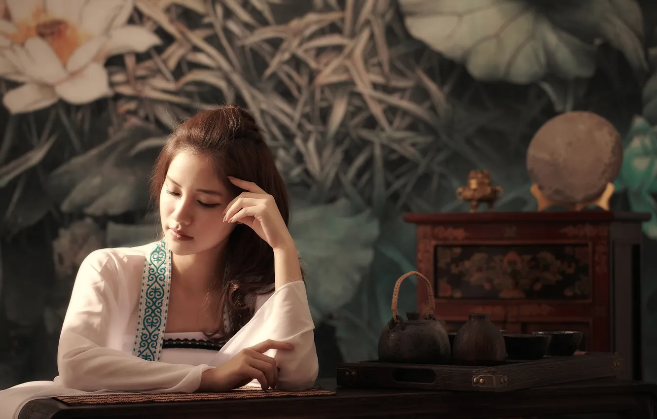 Photo wallpaper portrait, table, East