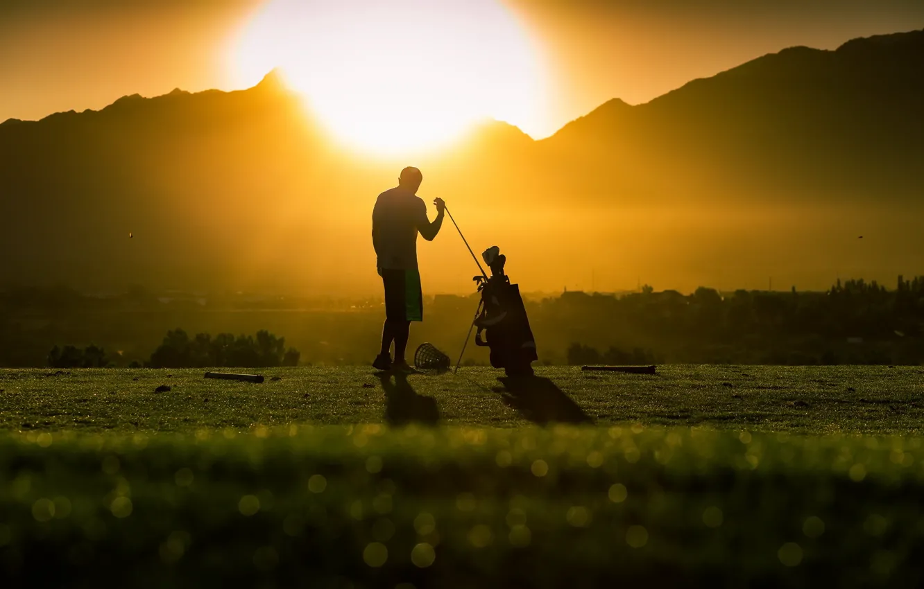 Photo wallpaper light, sunset, Golf