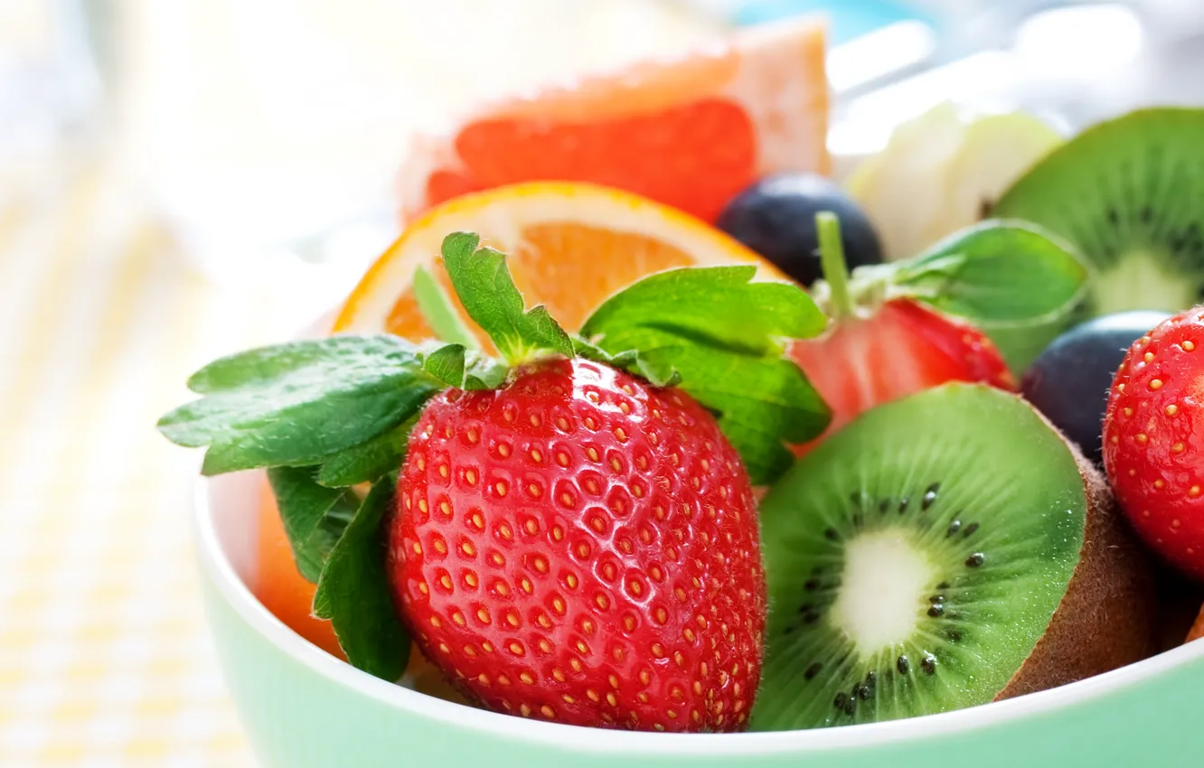 Photo wallpaper orange, kiwi, strawberry, fruit