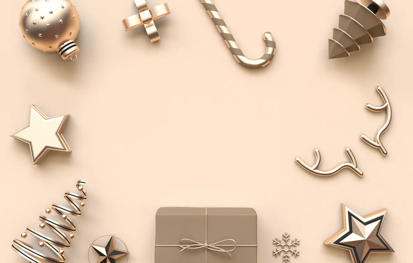 Photo wallpaper holiday, toy, new year, decor, composition