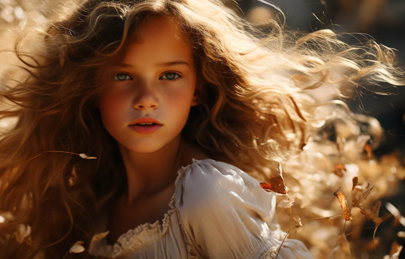Photo wallpaper summer, look, leaves, the sun, light, nature, the wind, portrait