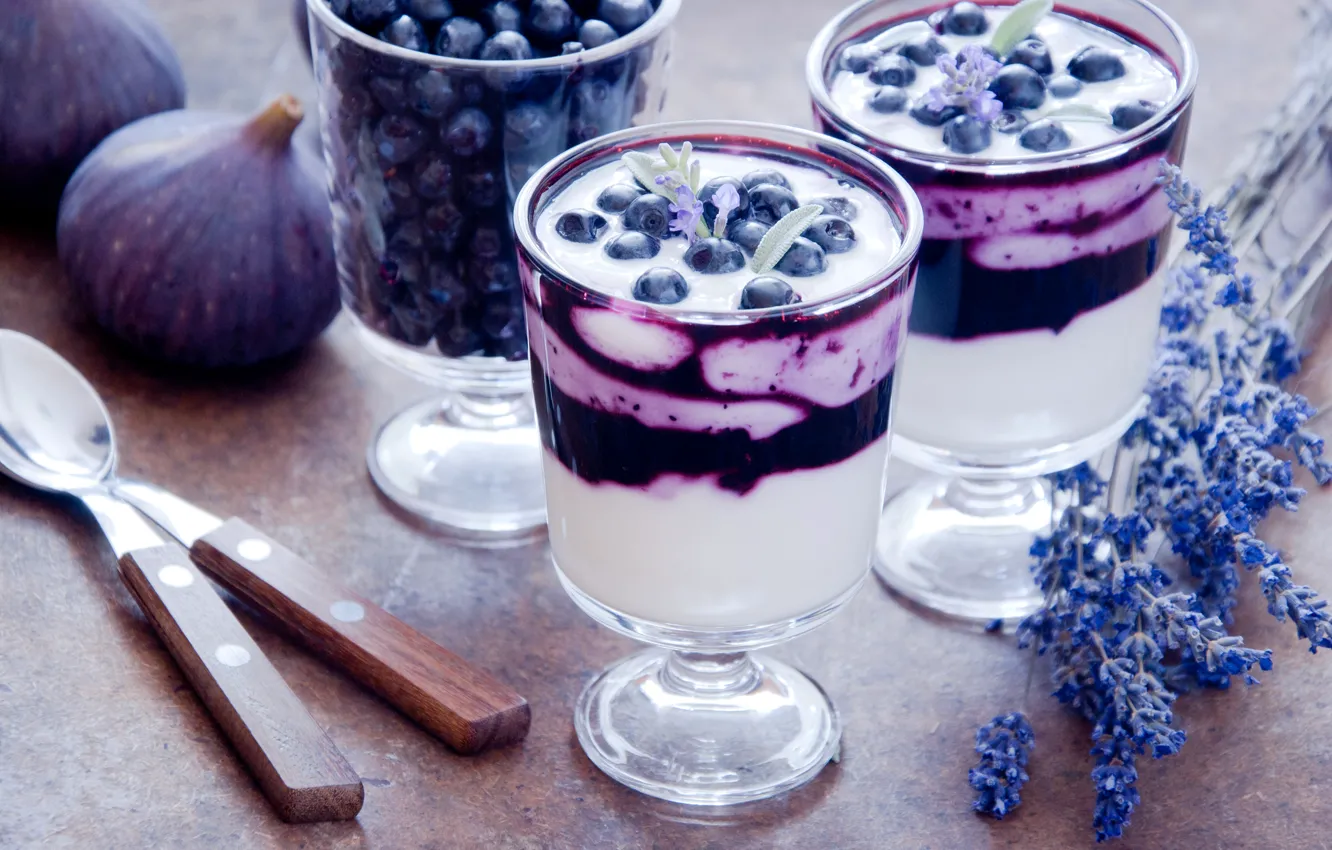 Photo wallpaper photo, Cocktail, Glass, Food, Drinks, Blueberries, Blueberries, Figs