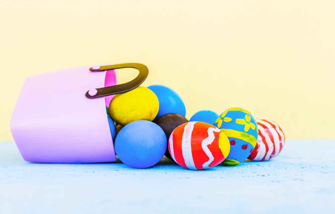 Photo wallpaper eggs, Easter, handbag, Holiday