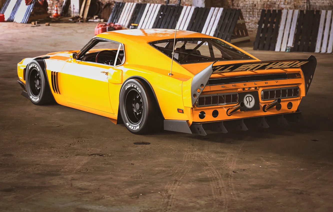 Photo wallpaper car, machine, auto, orange, yellow, retro, Ford, Shelby