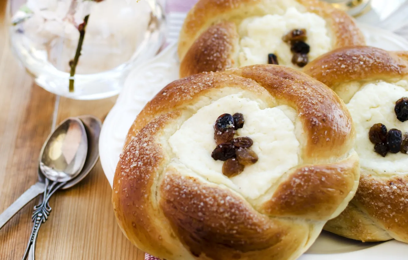 Photo wallpaper food, sugar, muffin, cakes, sweet, cheese, raisins, cheesecake