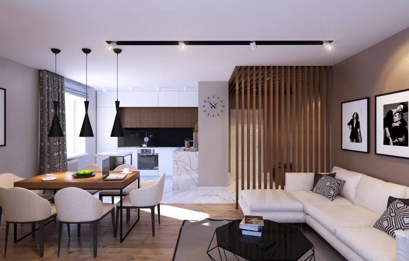 Photo wallpaper style, furniture, interior, apartment, modern