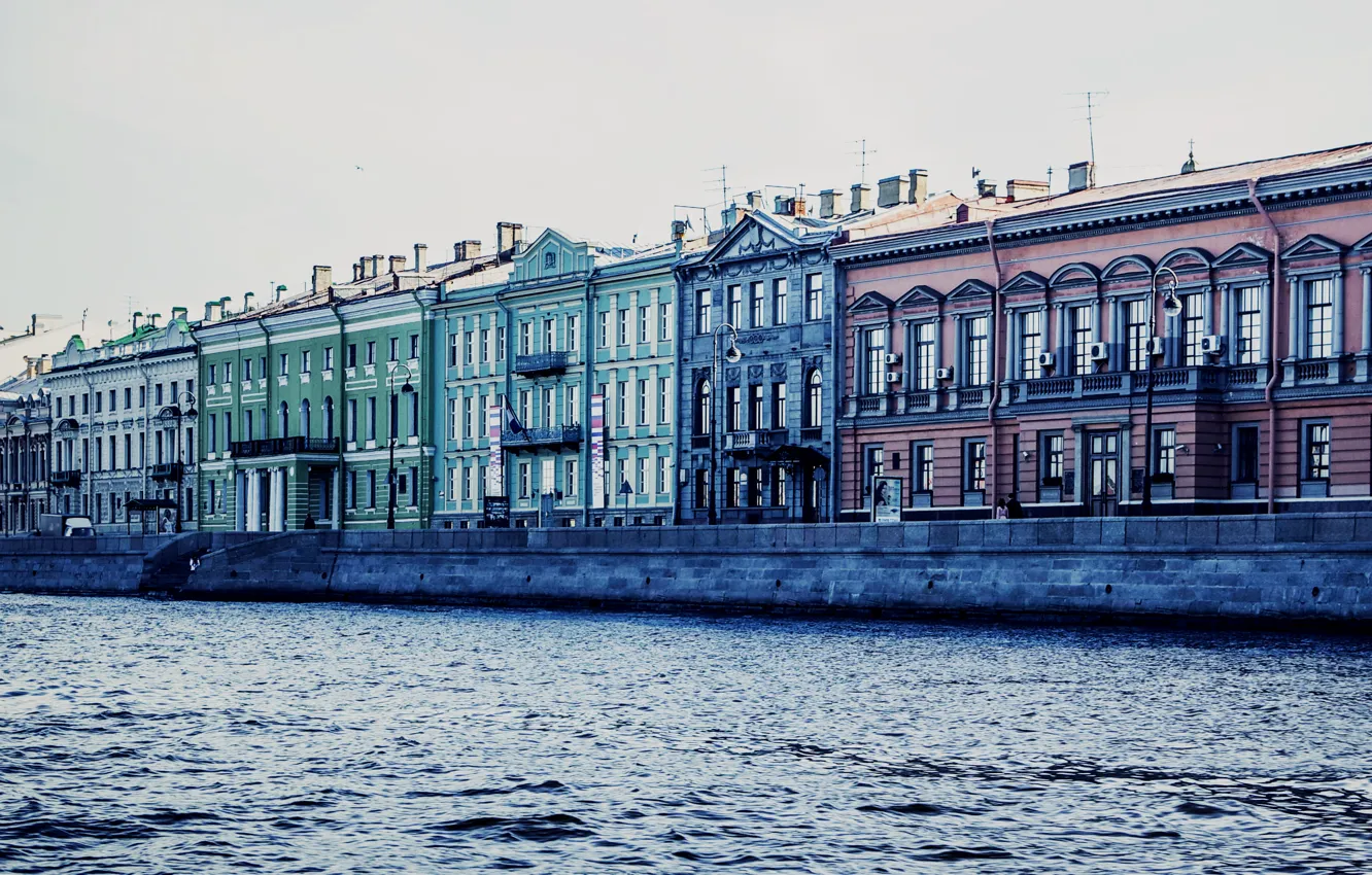 Photo wallpaper river, channel, Russia, promenade, Peter, Saint Petersburg, St. Petersburg, the Niva river