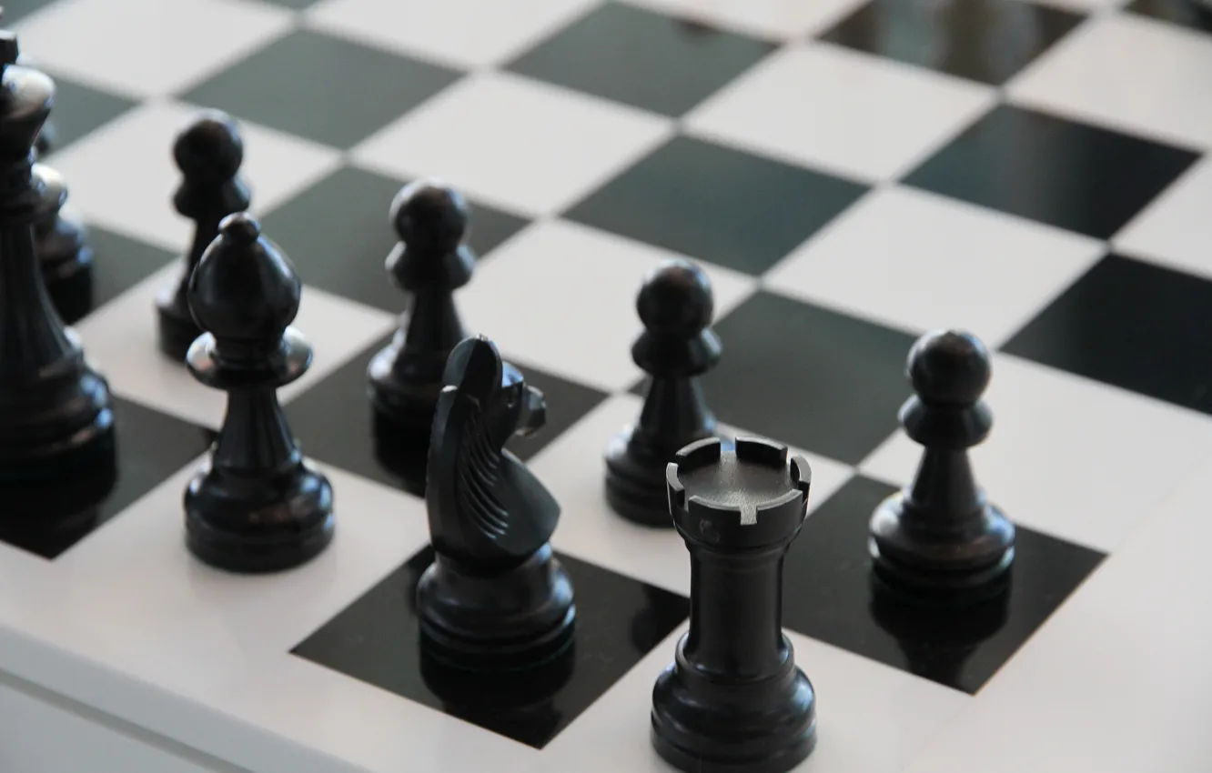 Photo wallpaper chess, cells, chess Board, Board game, black figures