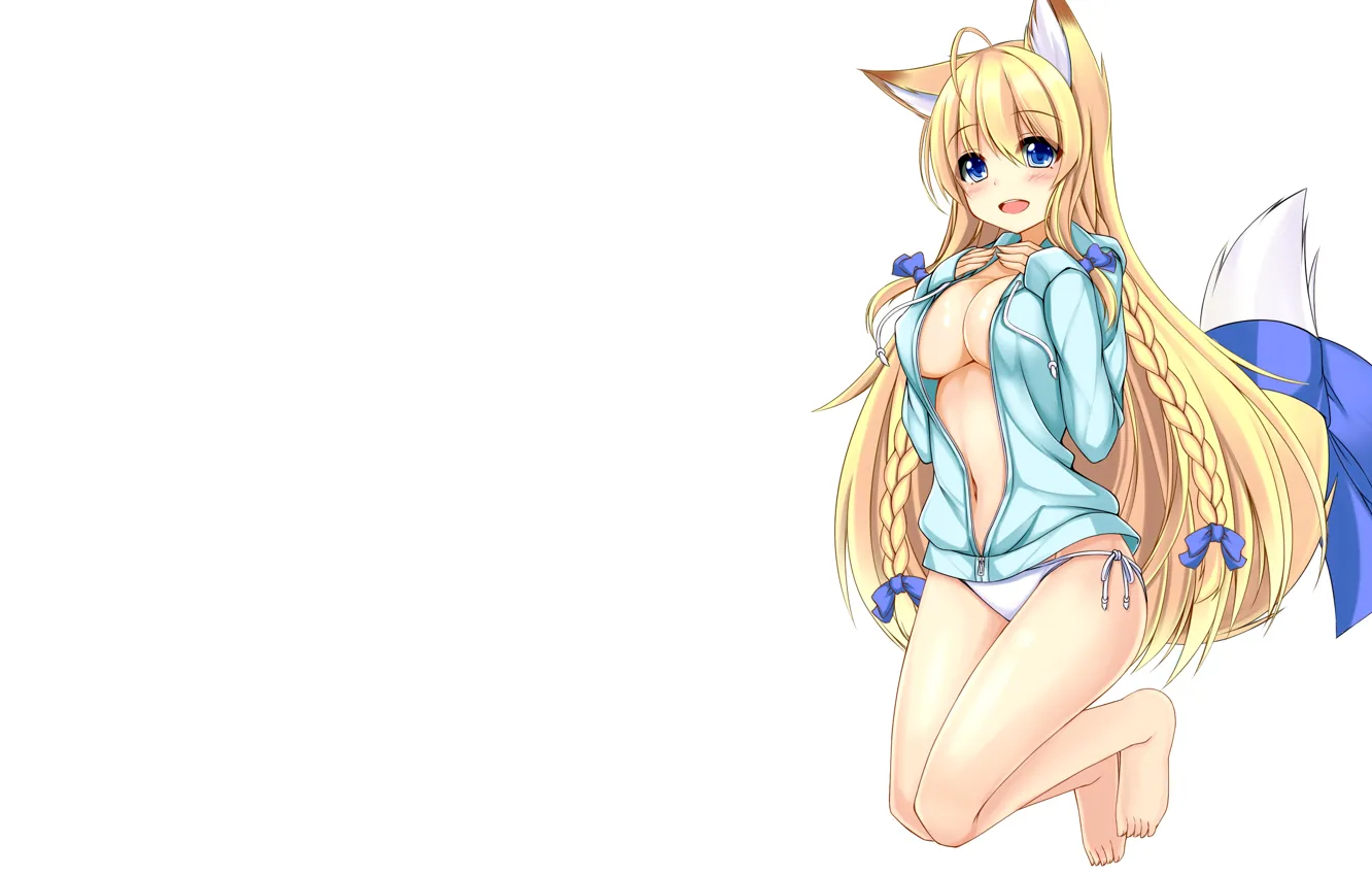 Photo wallpaper girl, sexy, lingerie, cleavage, panties, long hair, boobs, animal ears