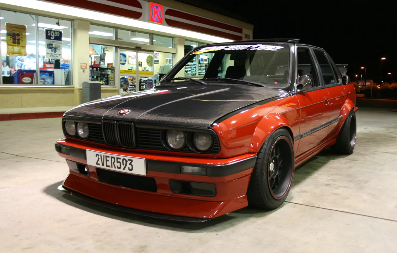Photo wallpaper night, dressing, BMW, tuning, the front, red-black