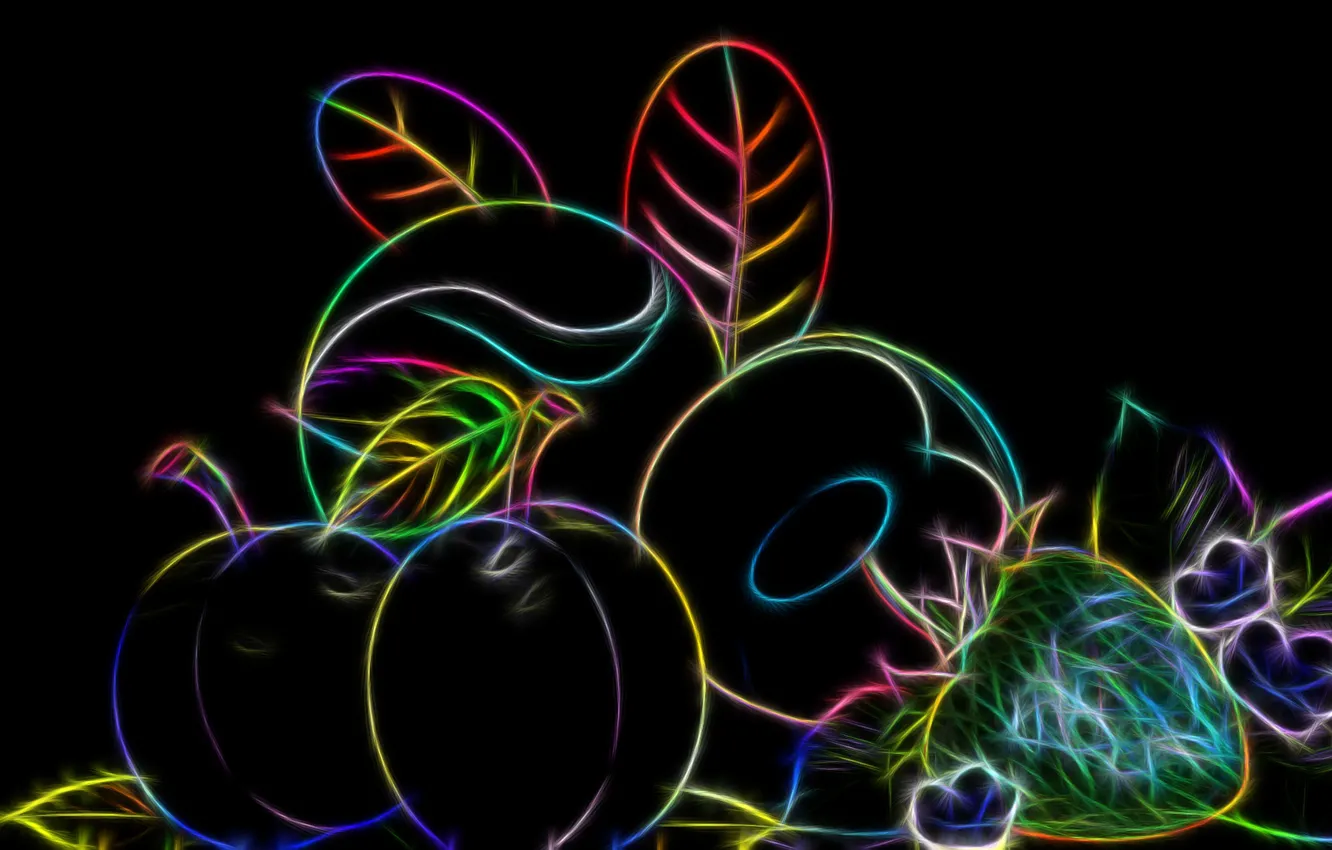 Photo wallpaper Graphics, Flowers, black background