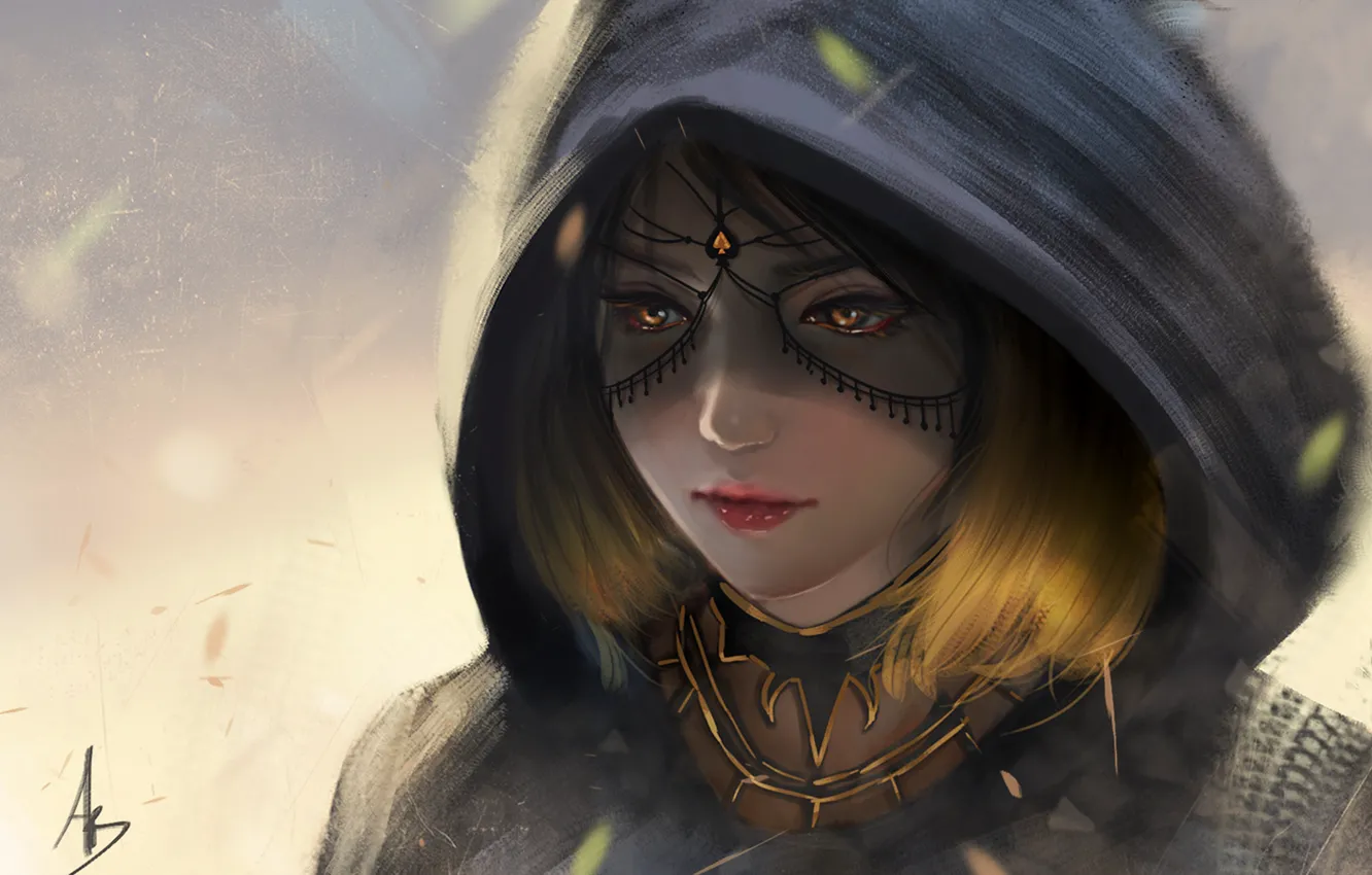 Photo wallpaper girl, fantasy, face, blonde, digital art, artwork, fantasy art, yellow eyes