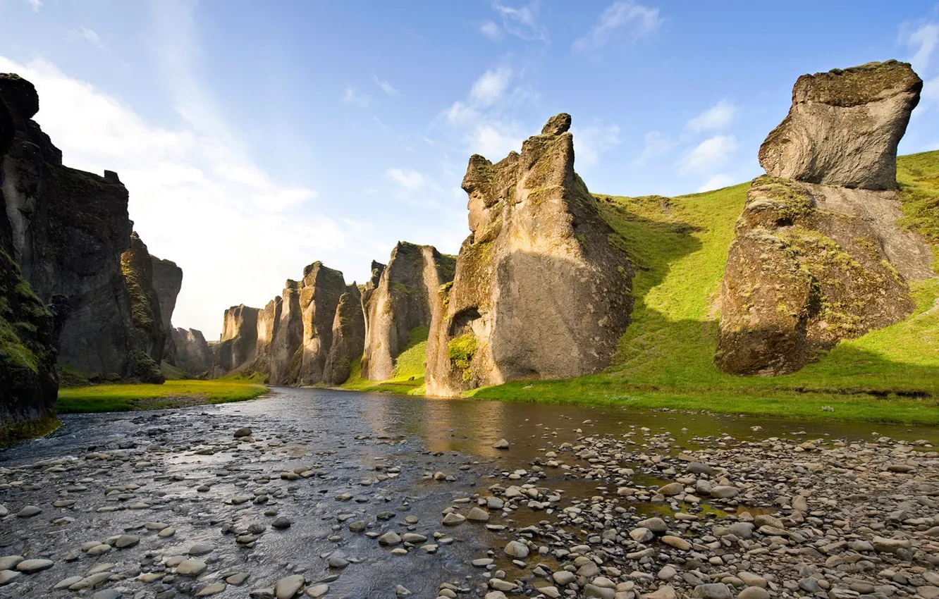Photo wallpaper river, stones, canyon, Iceland, Iceland, Rock canyon