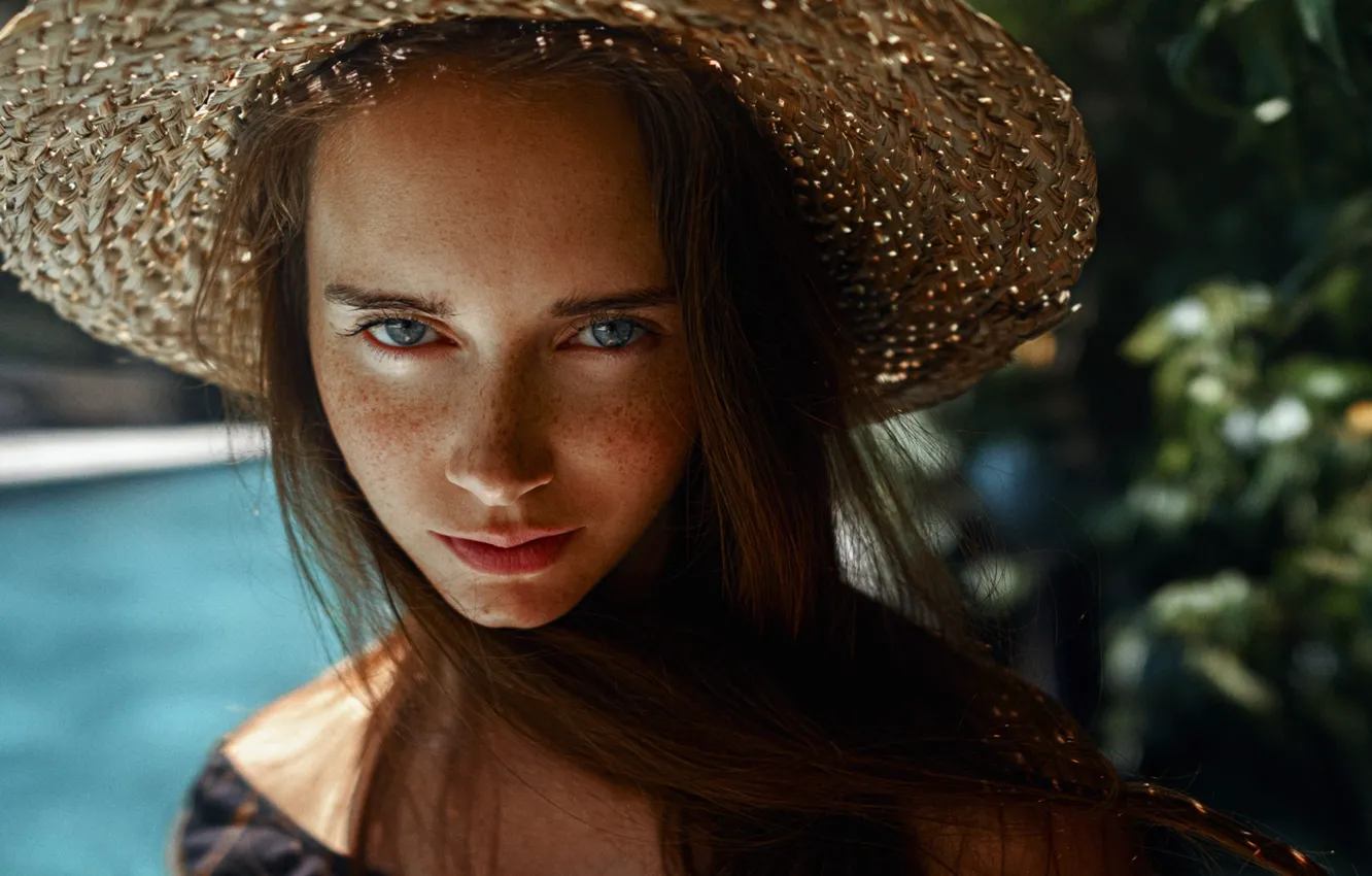 Photo wallpaper look, girl, hat, freckles, George Chernyadev, Georgy Chernyadyev, Nastassja Nalini
