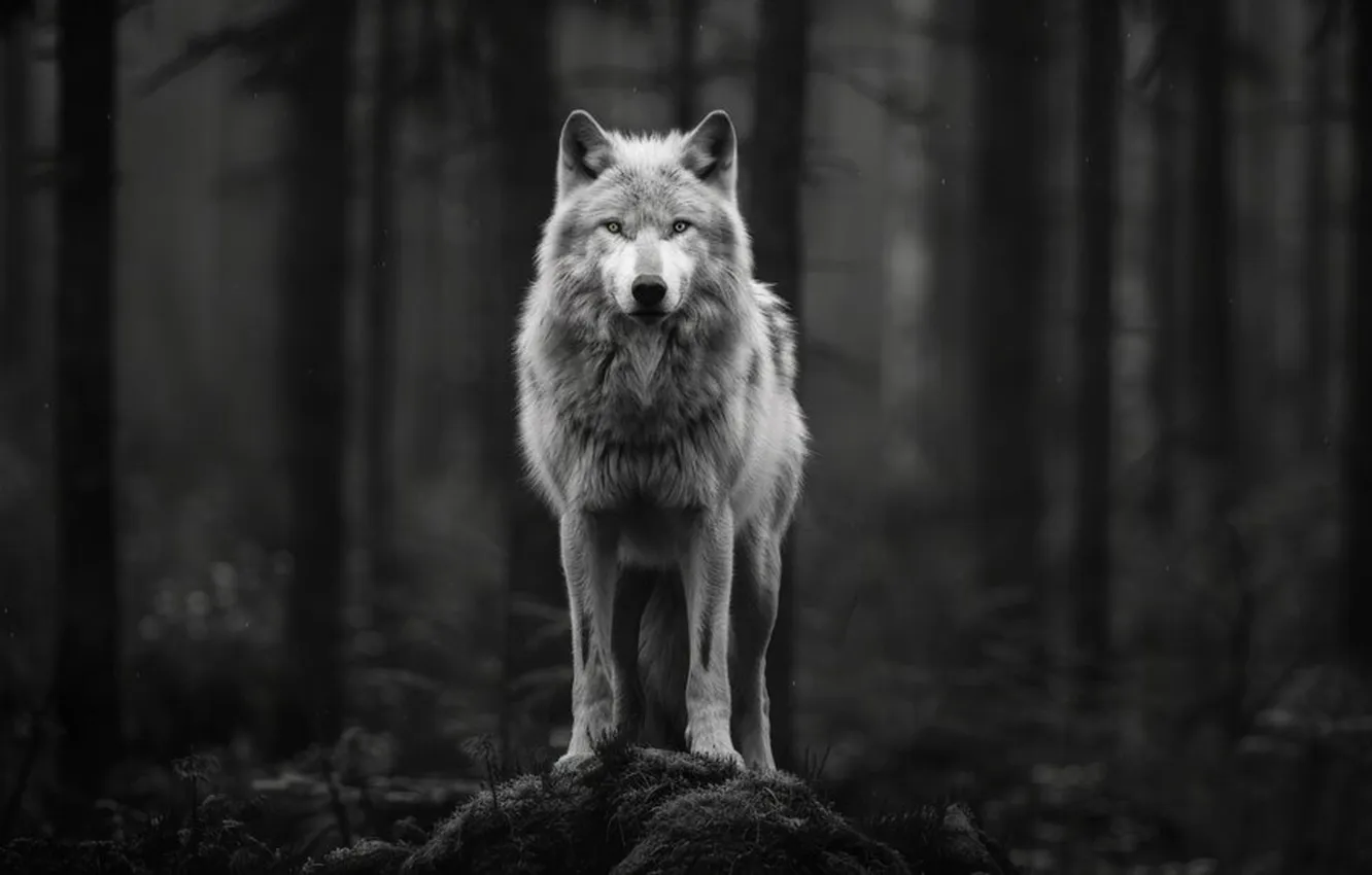 Photo wallpaper Predator, nature, snow, face, animal, wolf, canis lupus, wildlife