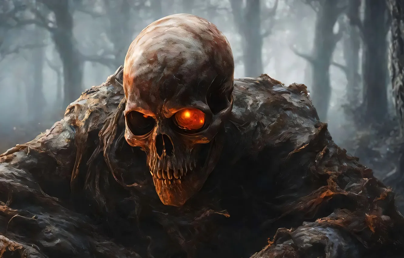 Photo wallpaper skeleton, undead, horror