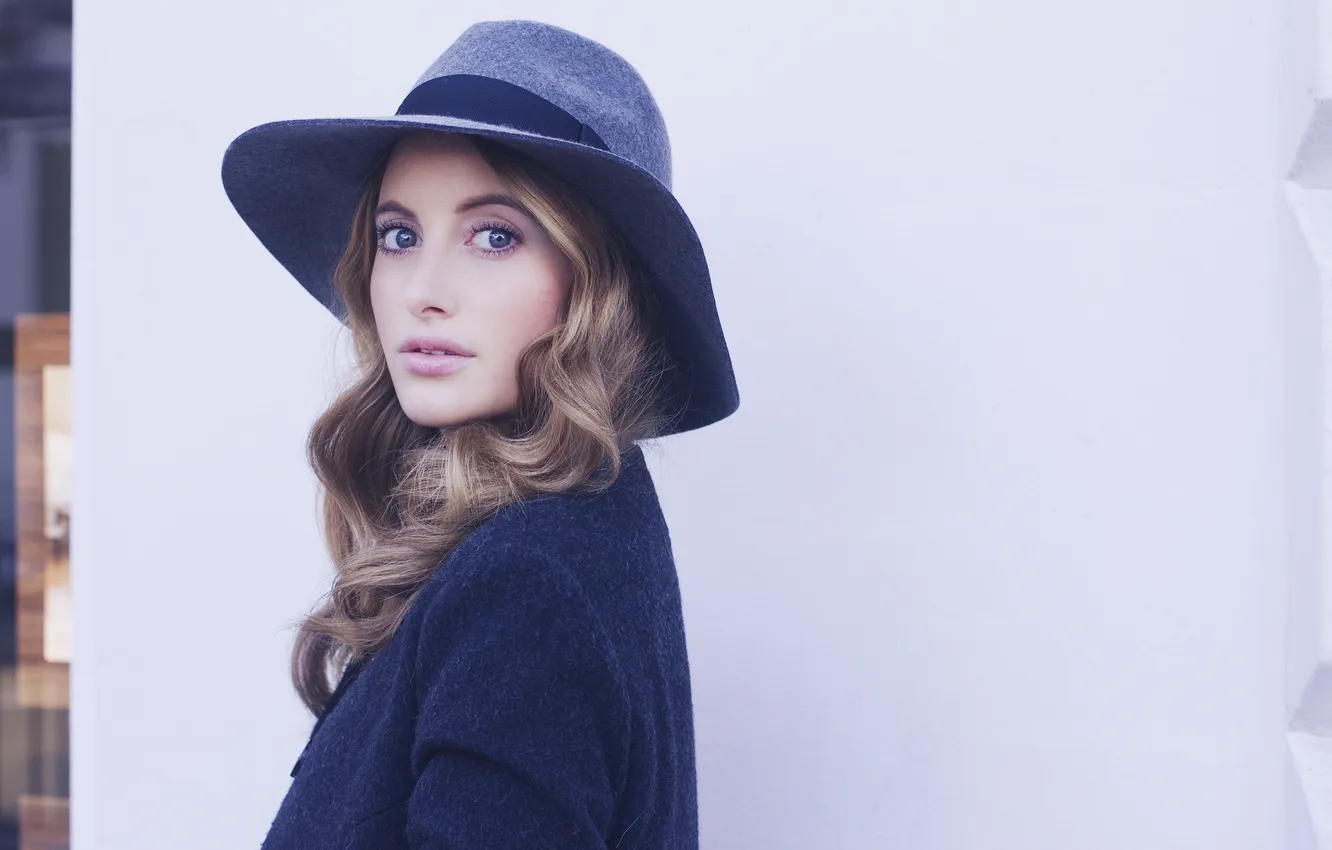 Photo wallpaper look, girl, hair, hat, curls