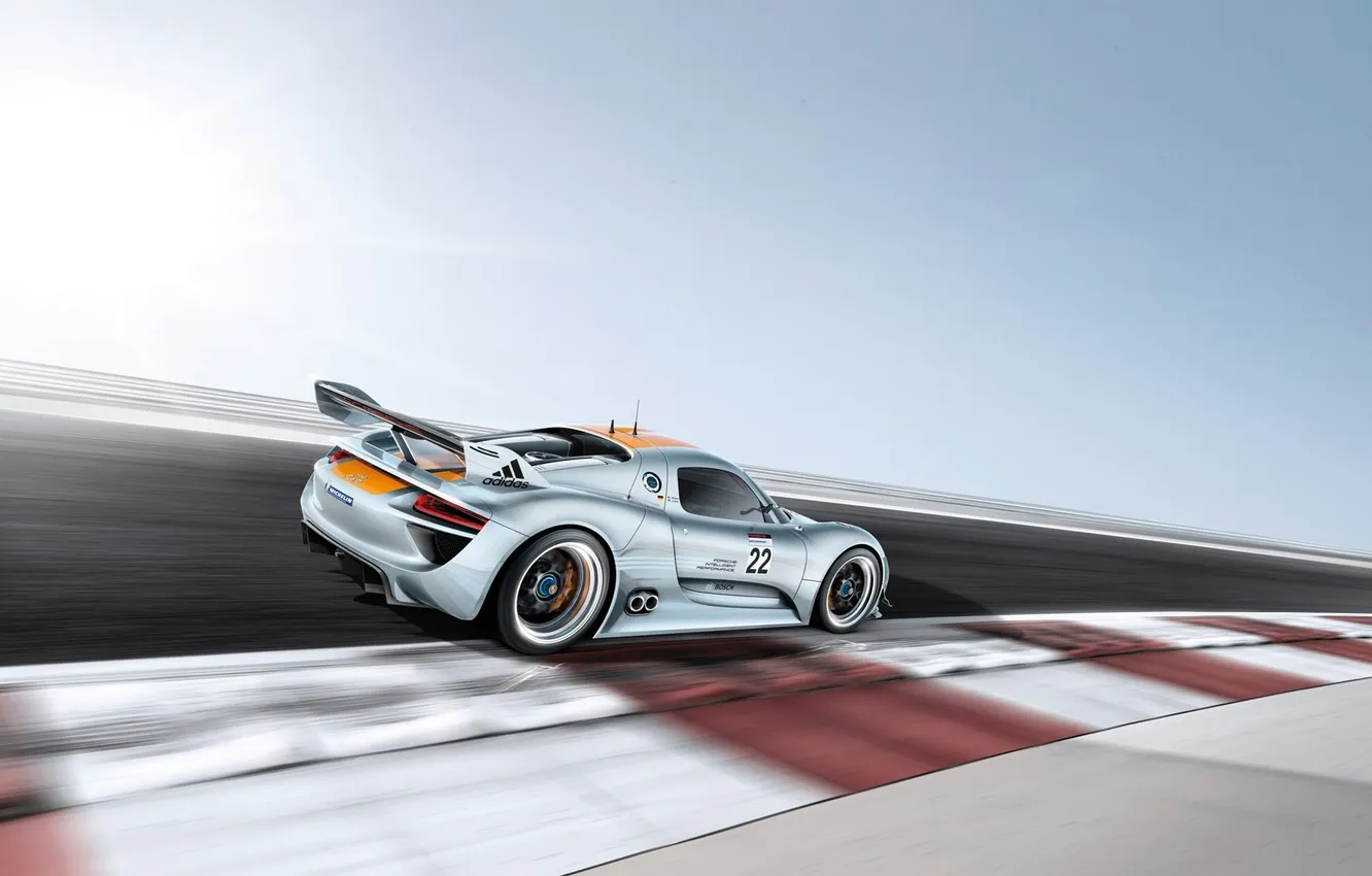 Photo wallpaper track, blur, Porsche, 918, speed, RSR