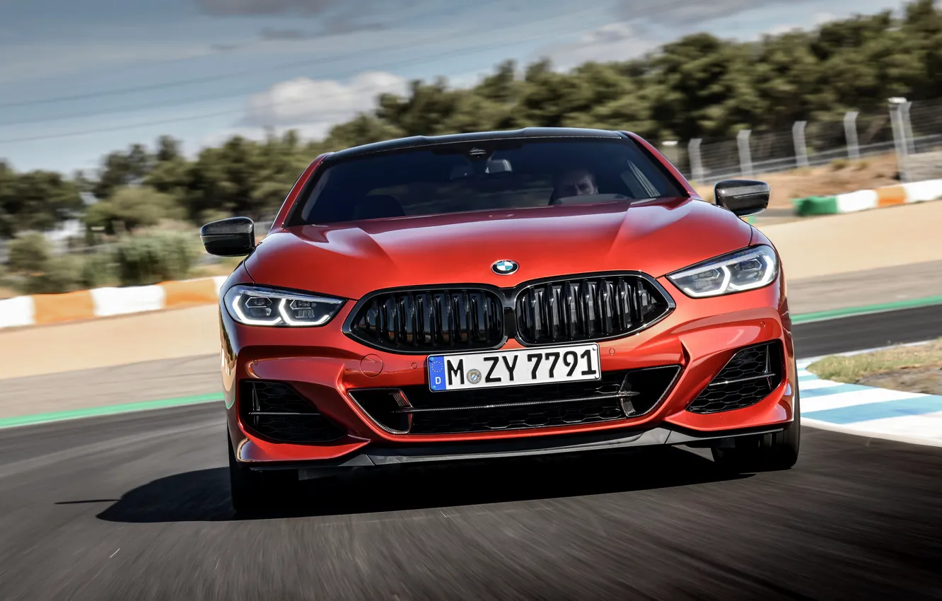 Photo wallpaper coupe, BMW, track, Coupe, the front, 2018, 8-Series, dark orange