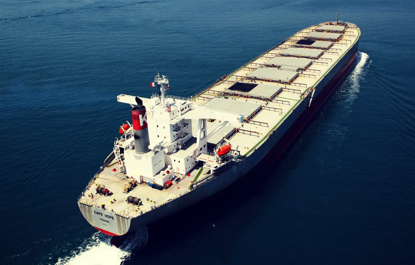 Photo wallpaper sea, The ship, the view from the top, Carrier, Vessel, The bulk carrier, A cargo …