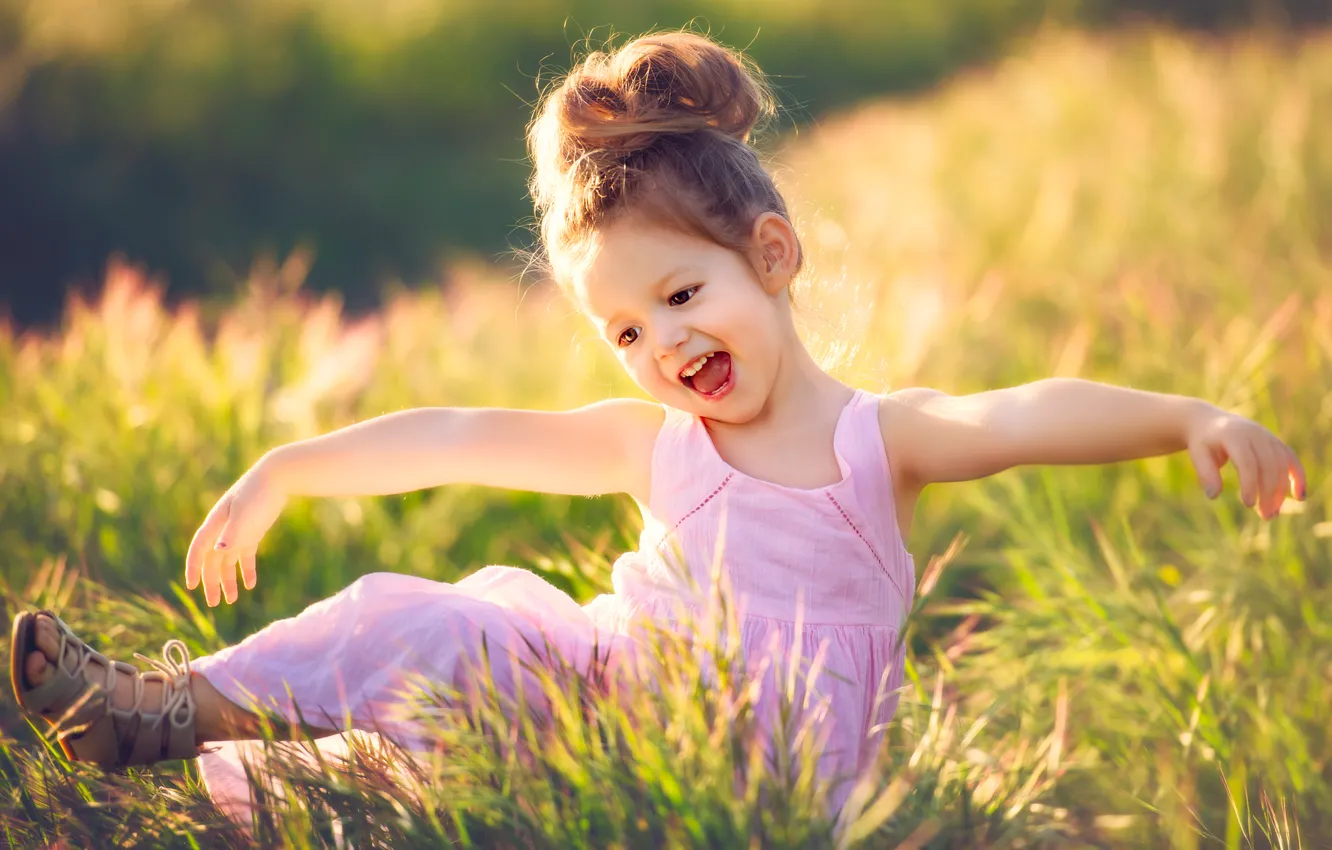 Photo wallpaper mood, meadow, girl