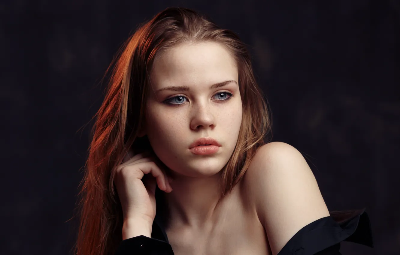 Photo wallpaper girl, portrait, freckles, Angelina, Evgeniy Bulatov, Evgeny Bulatov