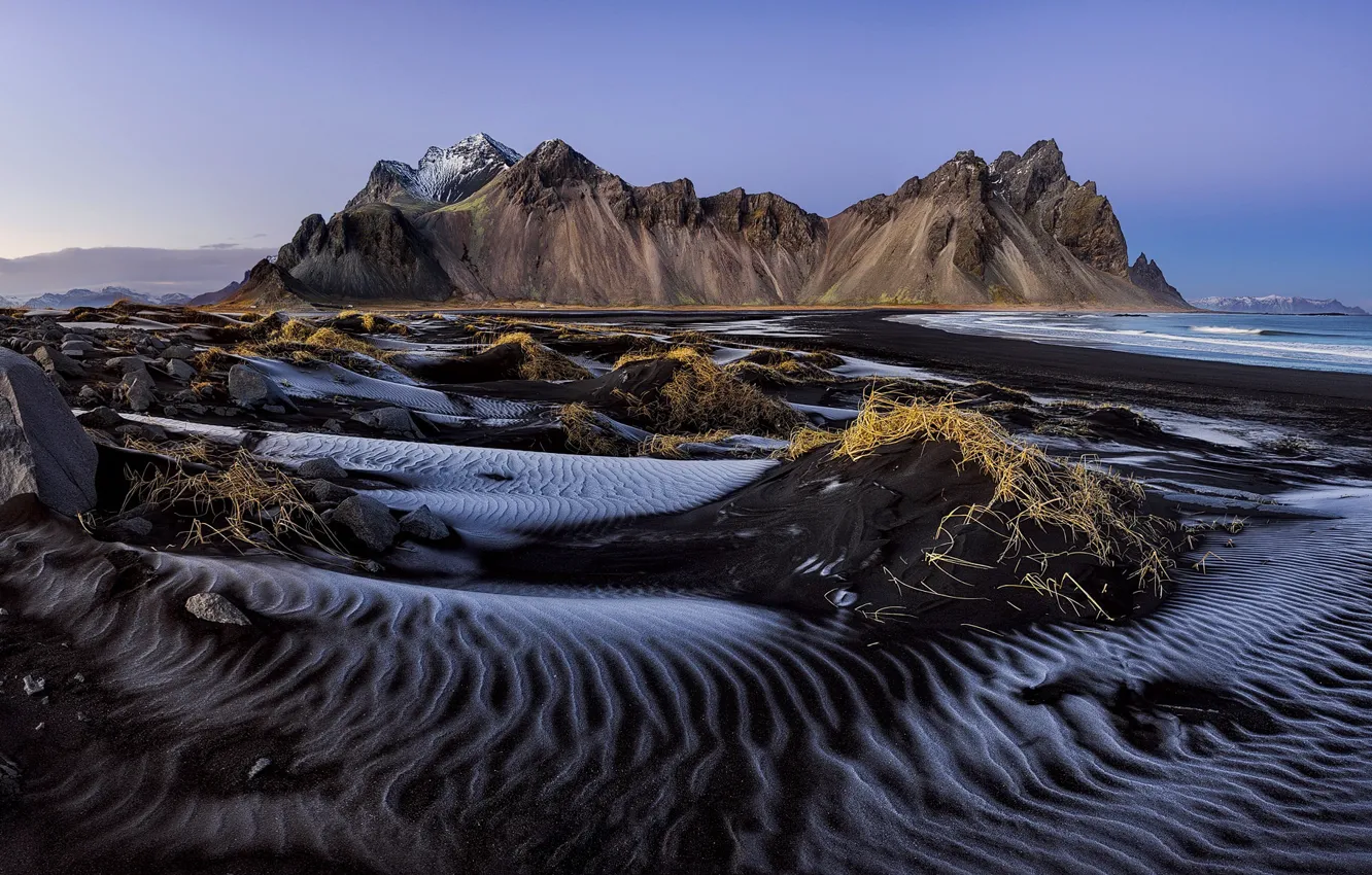 Photo wallpaper beach, Iceland, Vestrahorn