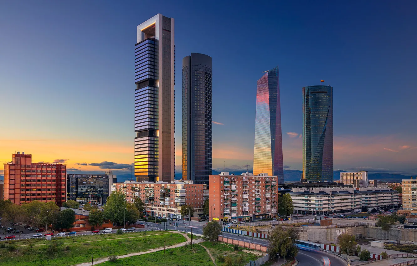 Photo wallpaper skyscraper, home, Spain, Madrid