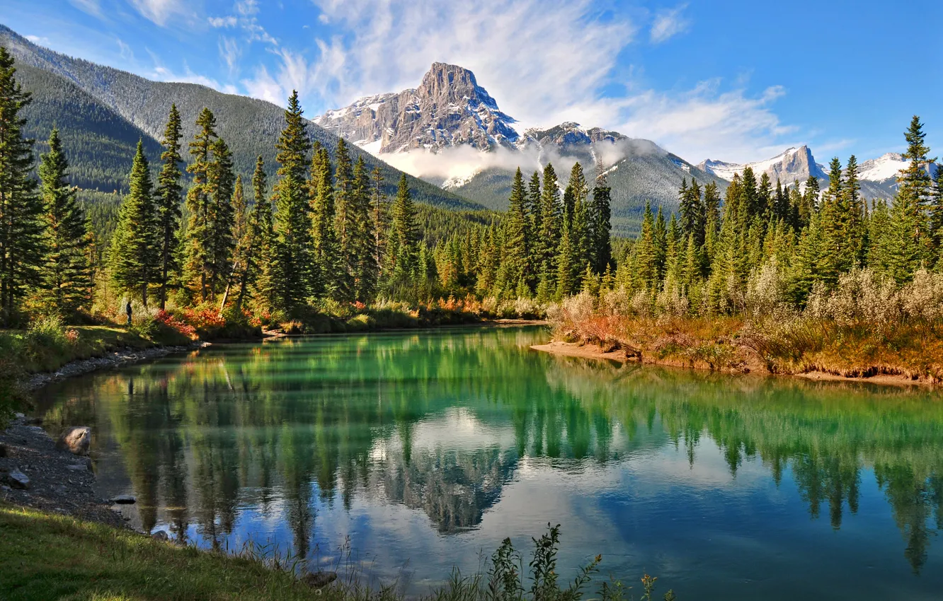 Photo wallpaper forest, mountains, nature, lake, Canada