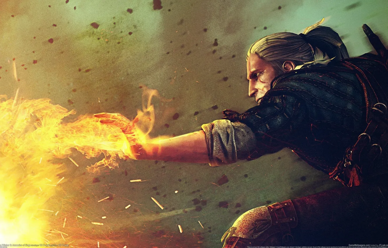 Photo wallpaper magic, game, wallpapers, witcher 2, Geralt, the Witcher 2