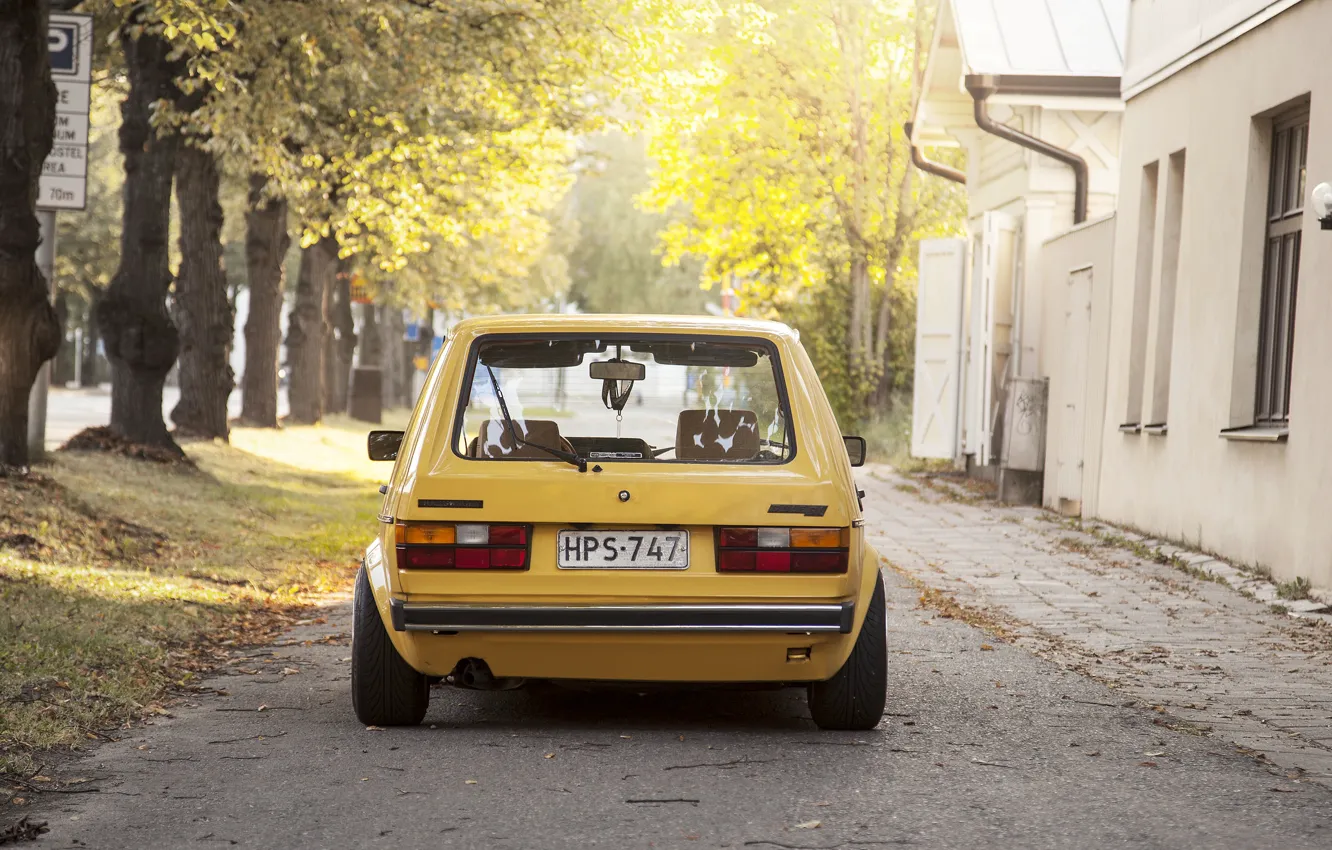 Photo wallpaper trees, street, home, Volkswagen, Golf, sunlight, tail lights, Mk1