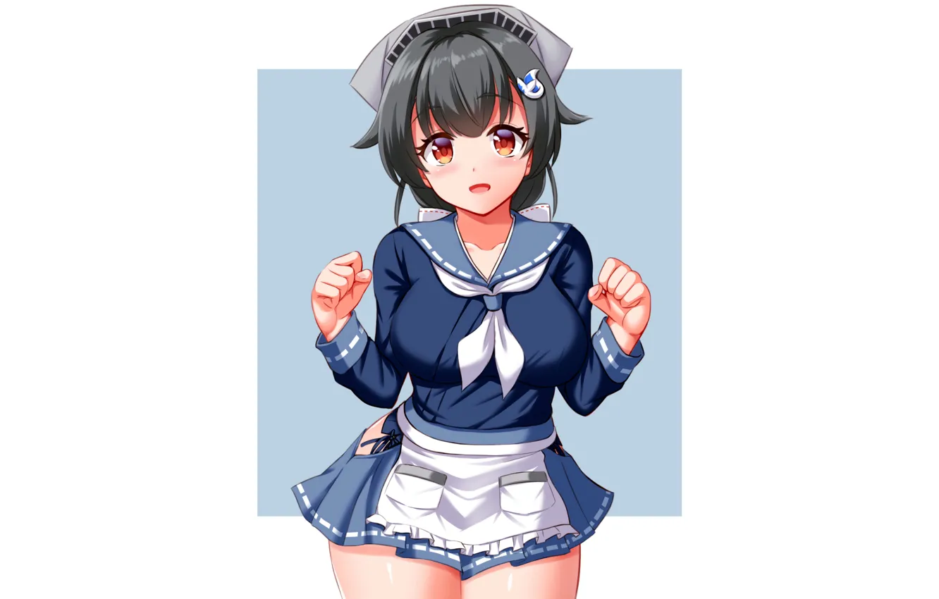 Photo wallpaper girl, sexy, school uniform, anime, beautiful, red eyes, short hair, pretty