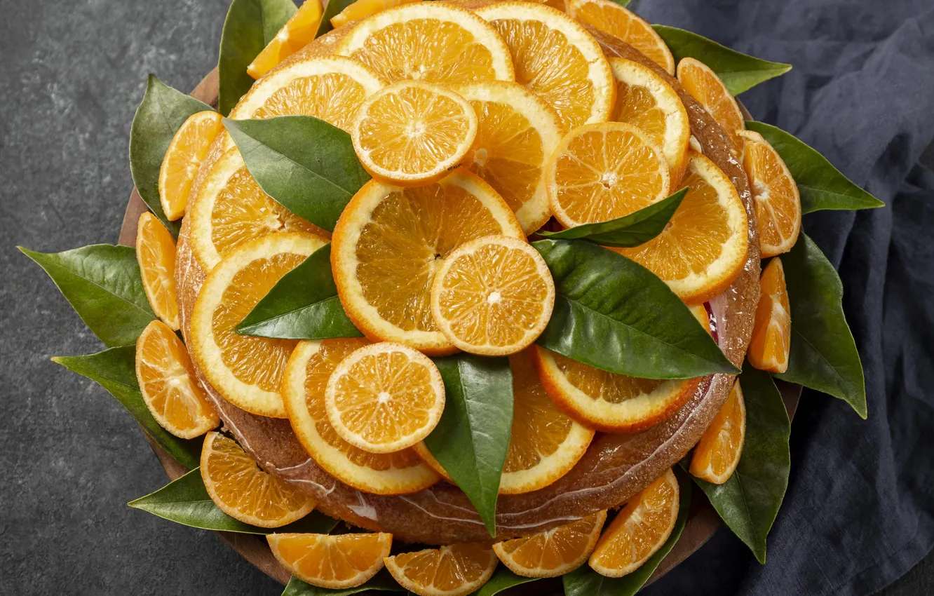 Photo wallpaper orange, pie, slices